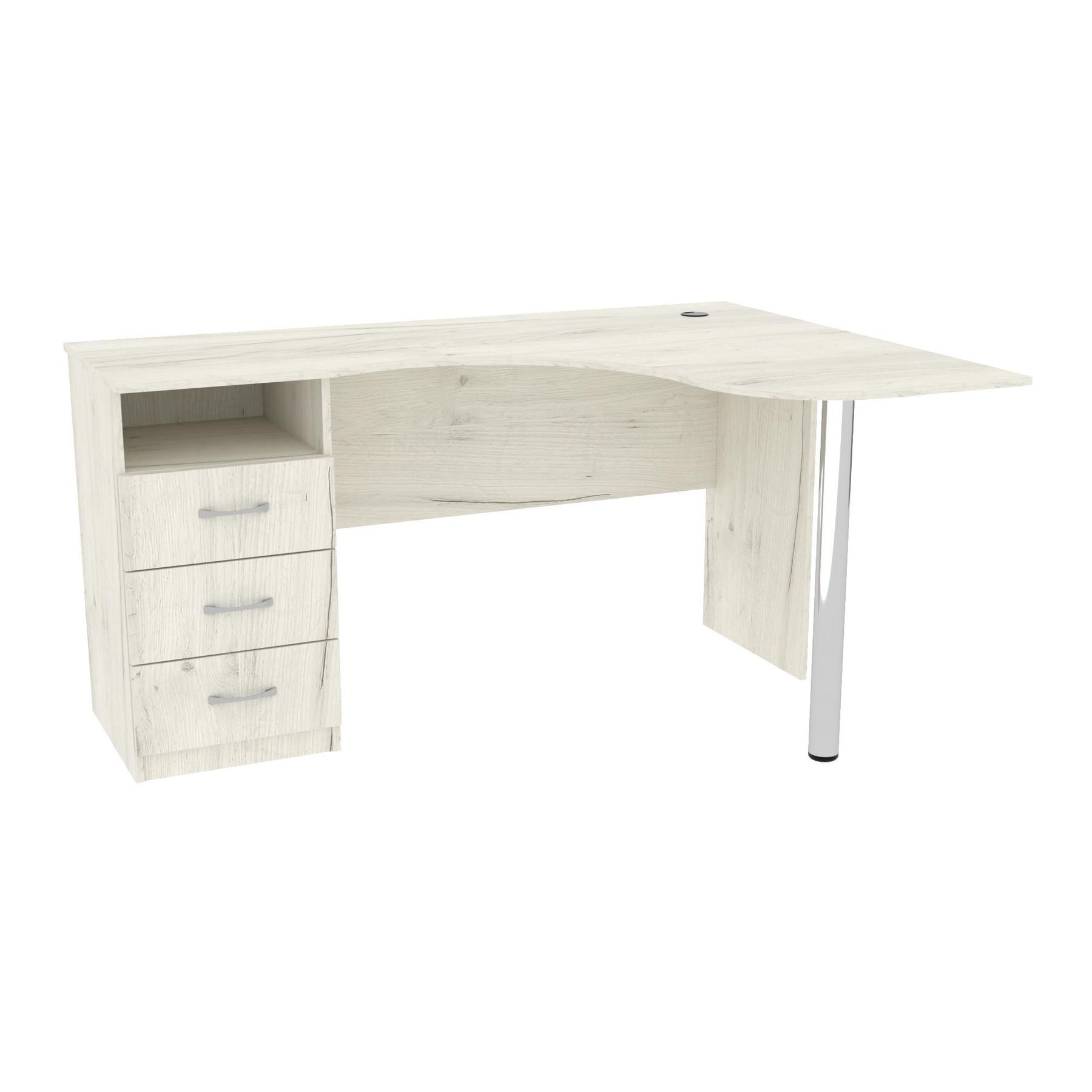 Стіл кутовий з шухлядами ОСК-4, Дуб Крафт Білий, 1500/1100/760