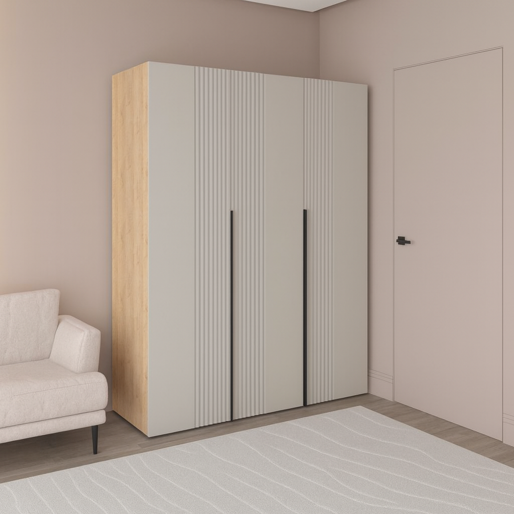 Шафа трьохдверна розпашна П-17 Дуб Крафт + Кашемір