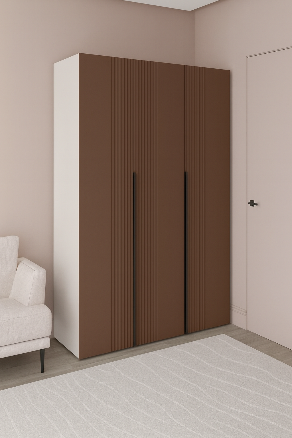 Шафа трьохдверна розпашна П-17 Кашемір+Смажена Кава