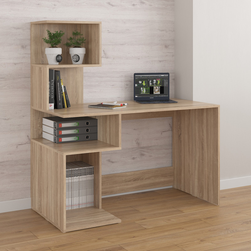 Стіл компюторний з полицями А-184 Дуб Сонома