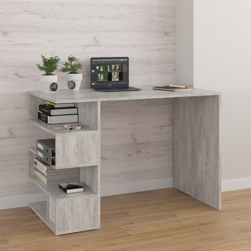 Стіл компюторний з полицями А-185 Бетон