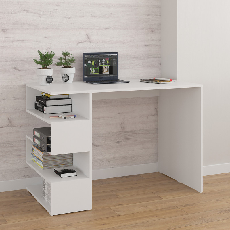 Стіл компюторний з полицями А-185 Білий