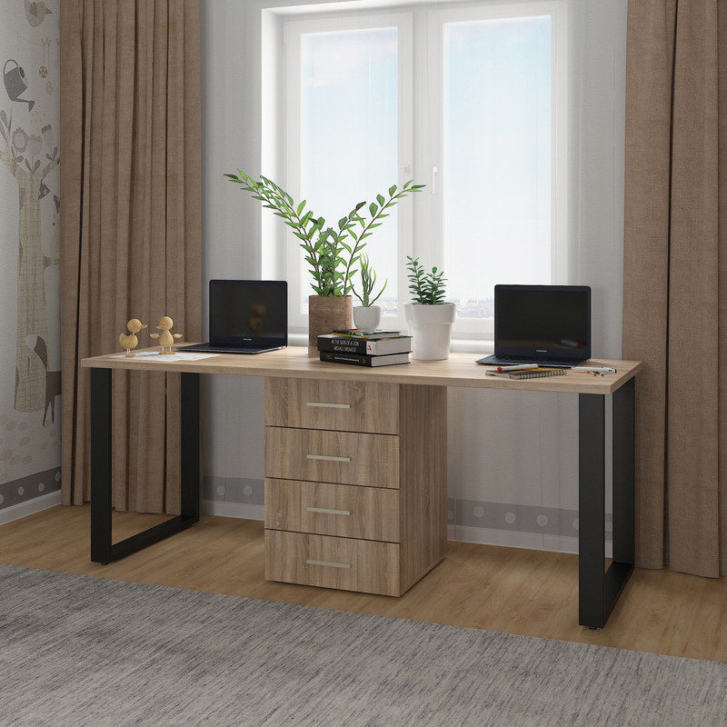 Подвійний письмовий стіл А-198 Дуб Сонома