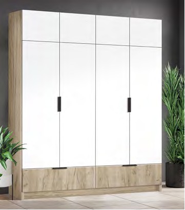 Шафа розпашна з видвижним ящиком Комфорт 1800мм дуб крафт сірий+білий