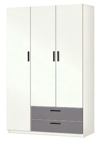 Шафа розпашна з видвижними шухлядами Анді 1200мм білий+сірий шифер