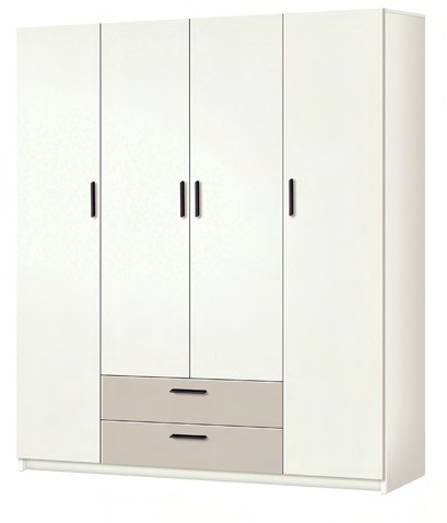 Шафа розпашна з видвижними шухлядами Анді 1600мм білий+кашемір