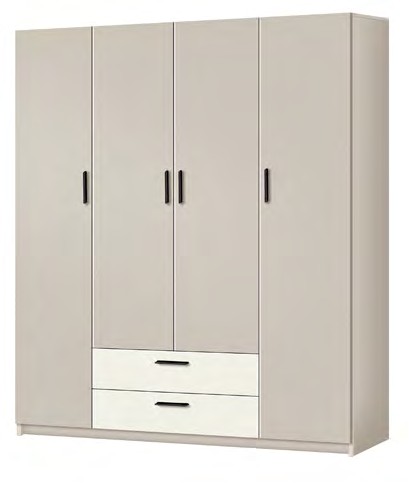 Шафа розпашна з видвижними шухлядами Анді 1600мм кашемір+білий