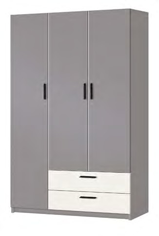 Шафа розпашна з видвижними шухлядами Анді 1200мм сірий шифер+білий