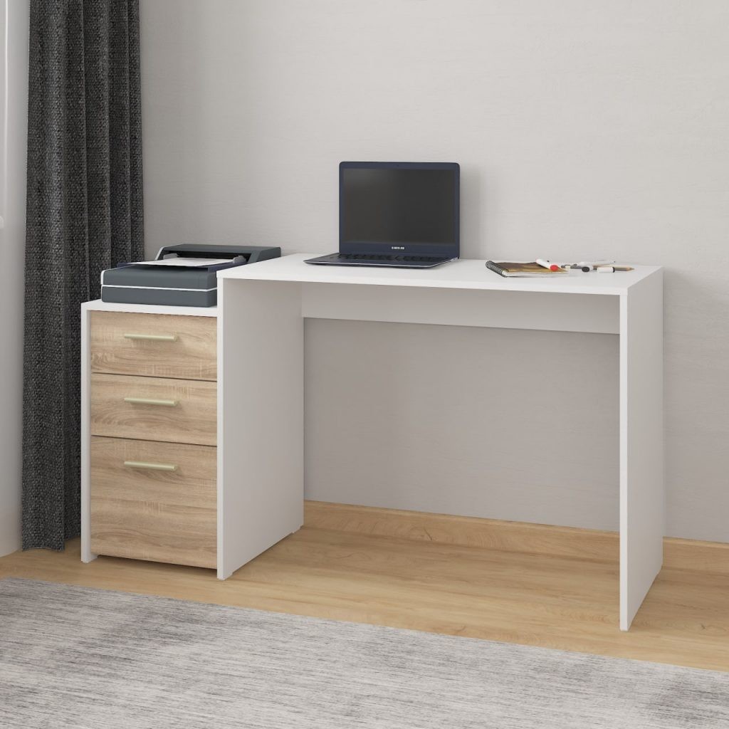 Стіл компюторний А 187 білий+дуб сонома