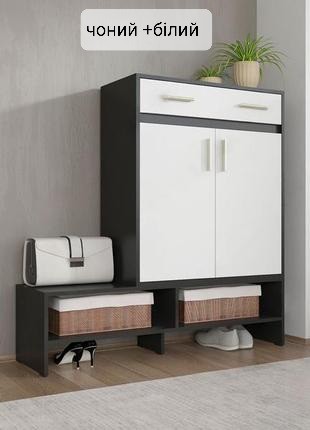 Тумба для взуття А-155 чорний+білий